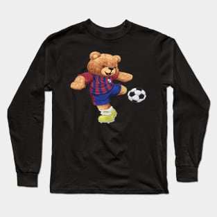 CUTE BEAR PLAY SOCCER Long Sleeve T-Shirt